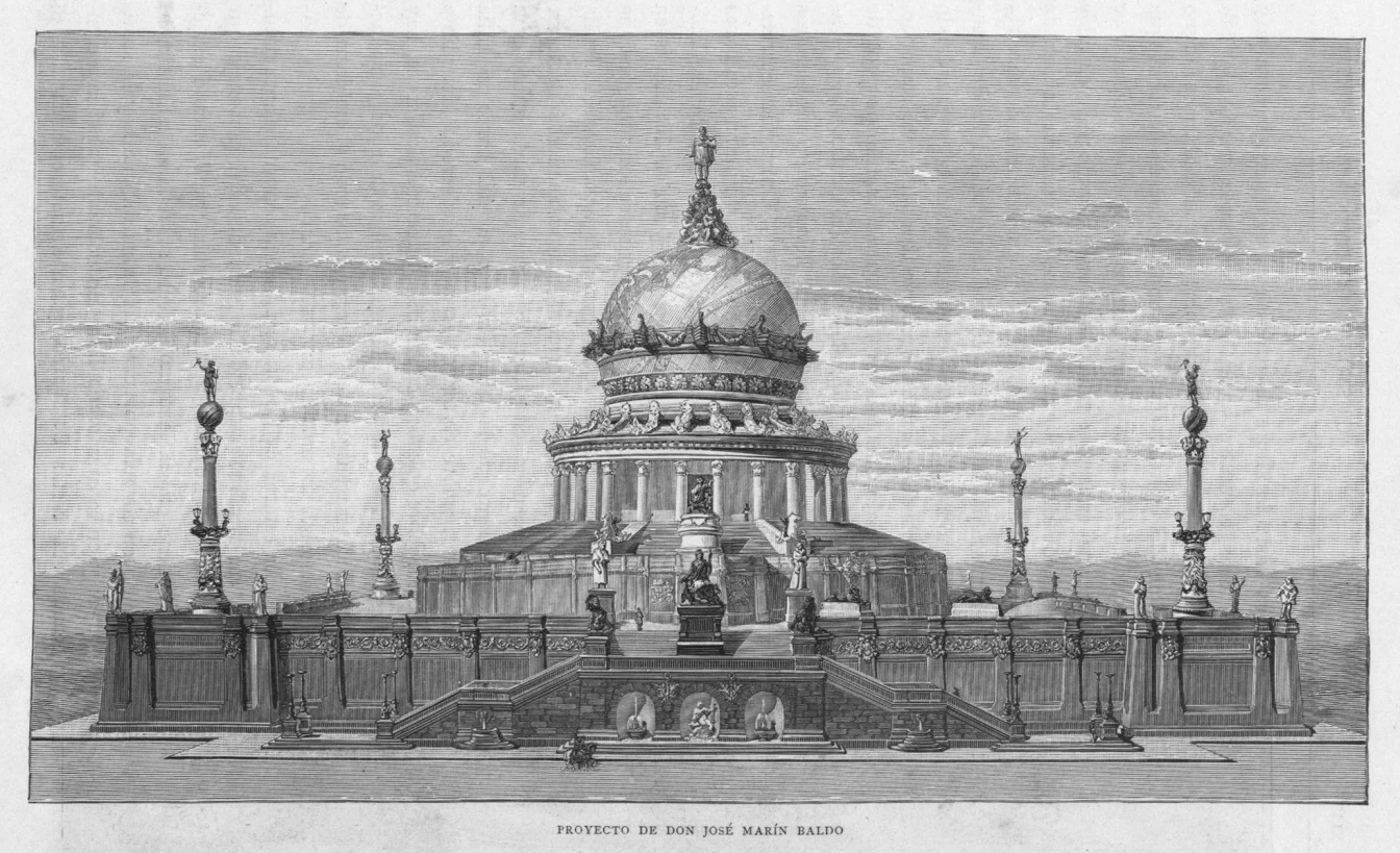 Jesus Carrillo 7 Proyecto De Don José Marín Baldo, Monumento A Colón, En Cristóbal Colón Su Vida, Sus Viajes, Sus Descubrimientos