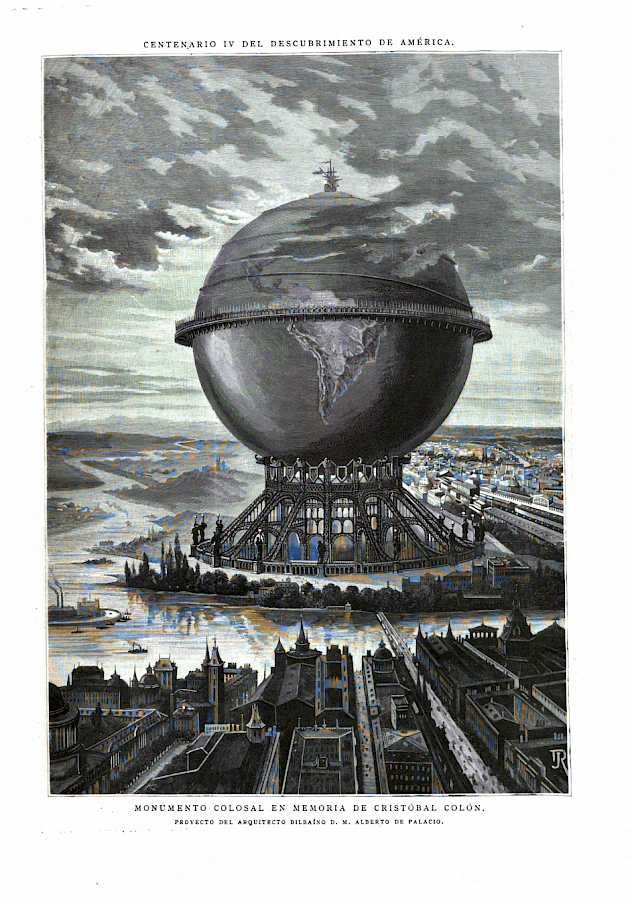 Jesus Carrillo 8 1890 08 30, La Ilustración Española Y Americana, Monumento Colosal En Memoria De Cristóbal Colón, Proyecto Del Arquitecto Bilbaíno Alberto De Palacio